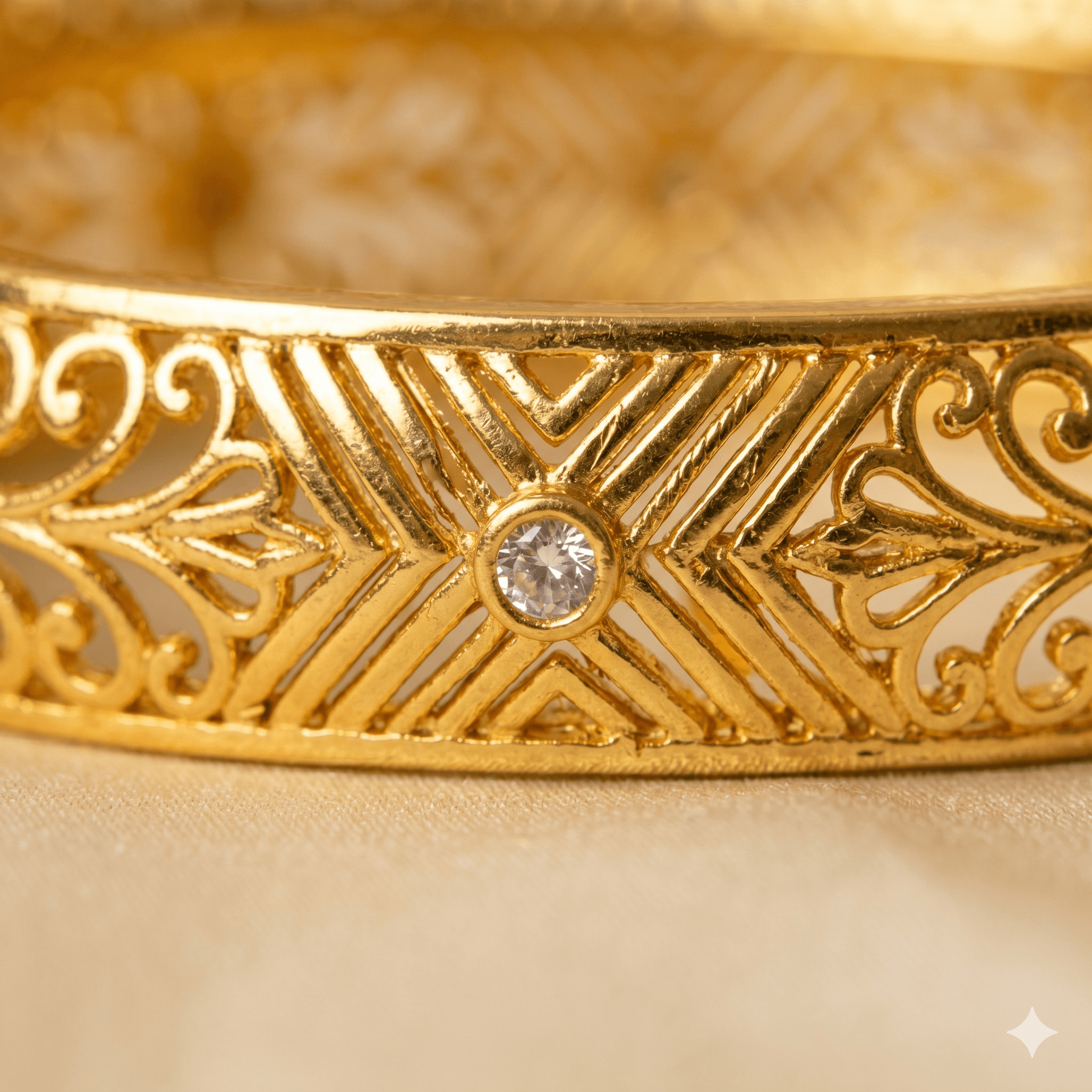 Gold Tone Filigree Metal Bangles
