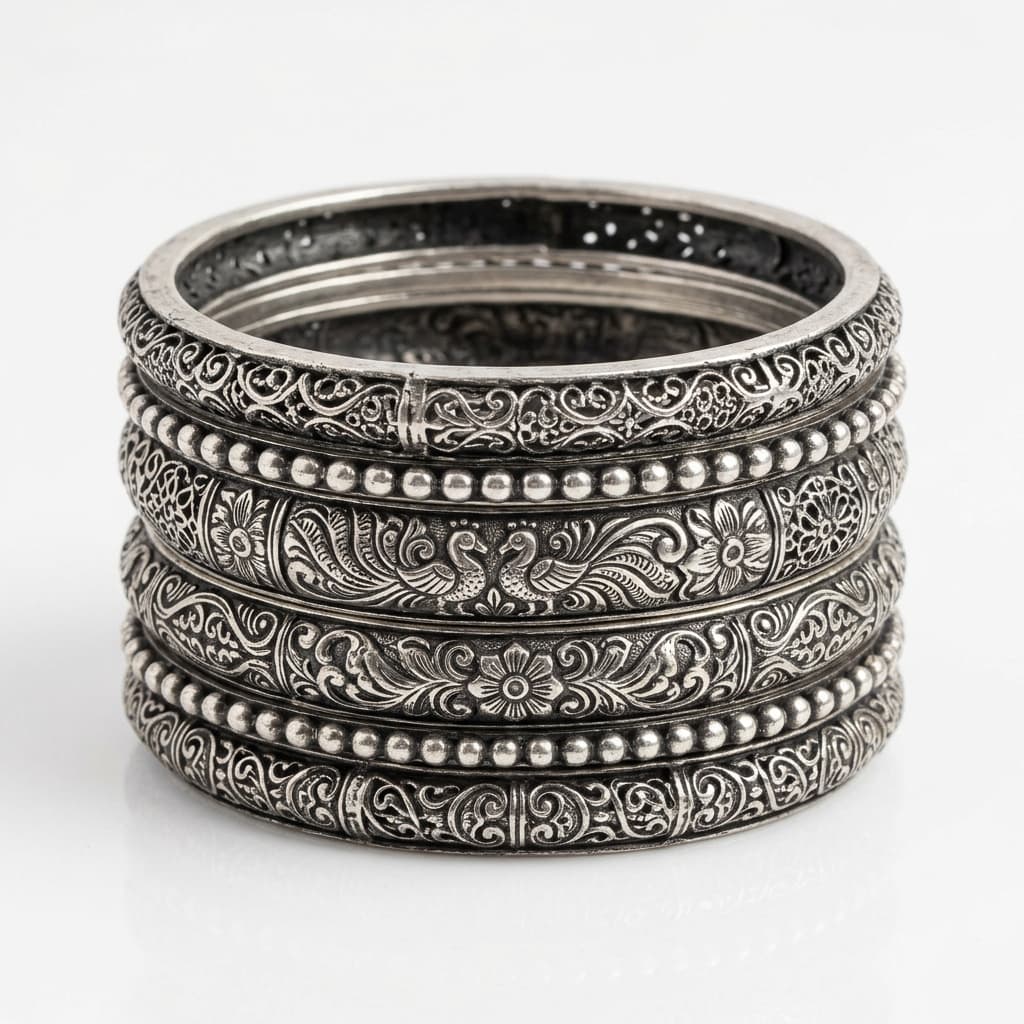 Premium Oxidised Bangle Set 2