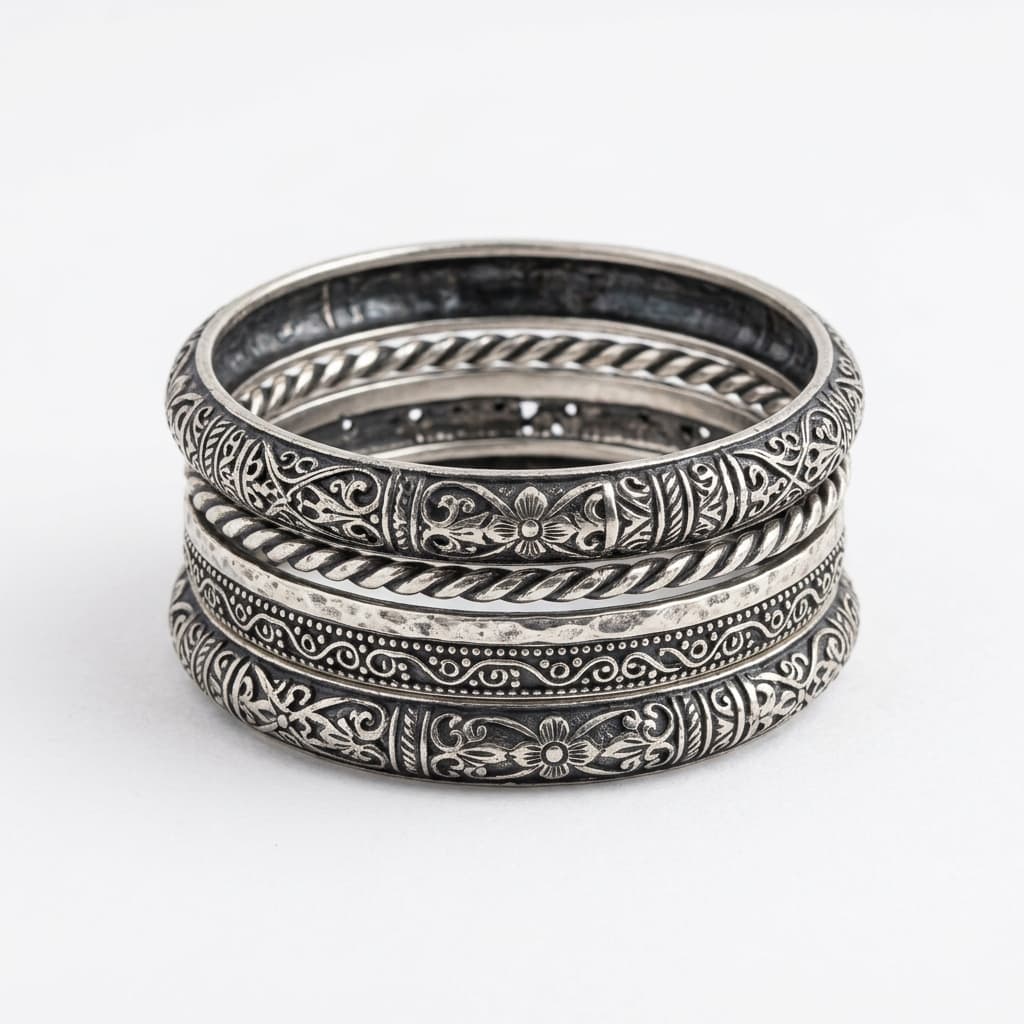 Premium Oxidised Bangle Set 4