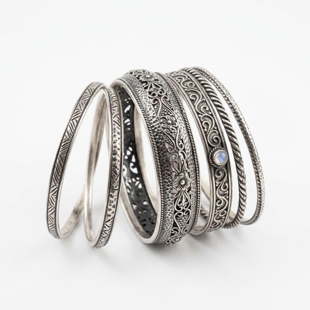 Premium Oxidised Bangle Set 5
