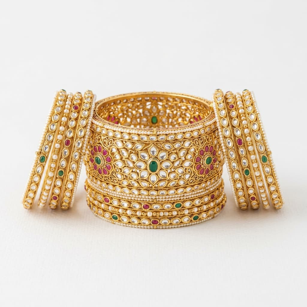 Premium Kundan Bangle Set 4