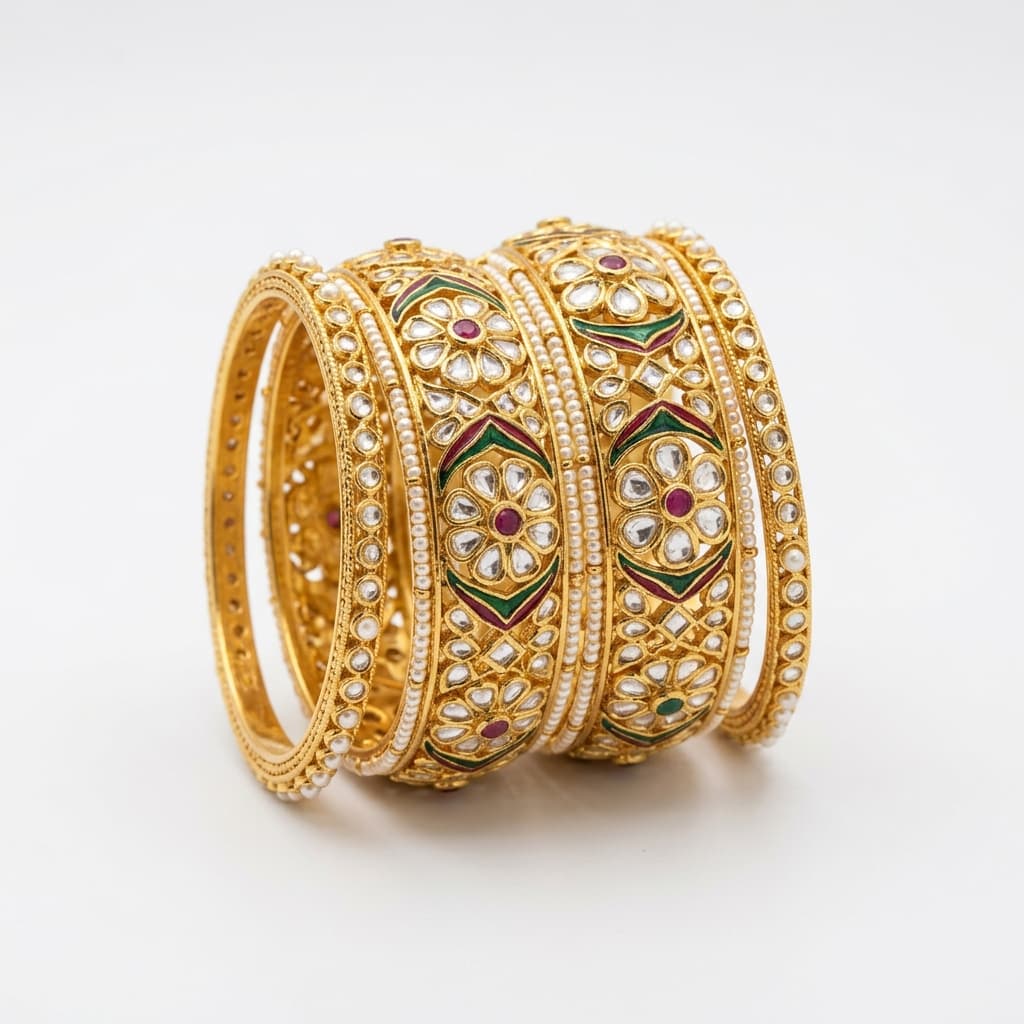 Premium Kundan Bangle Set 5