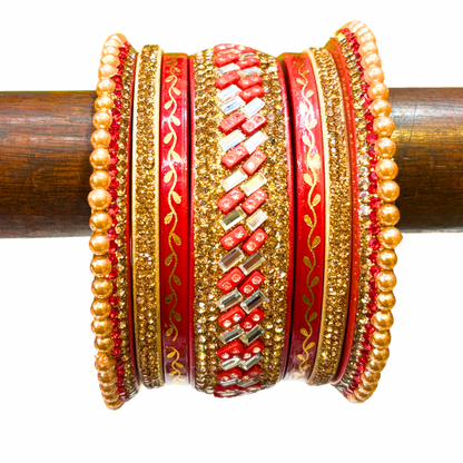 Wedding Bangles set red colour 6 line kada