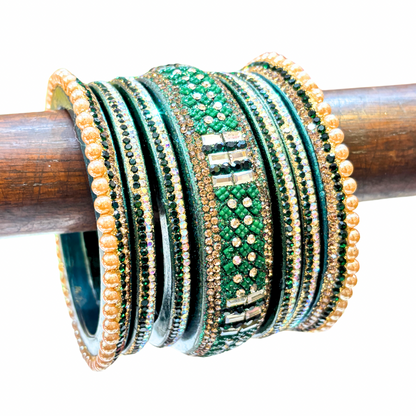 Wedding bangles Green 9line kada