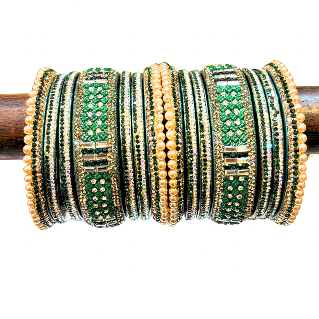 Wedding bangles Green 9line kada